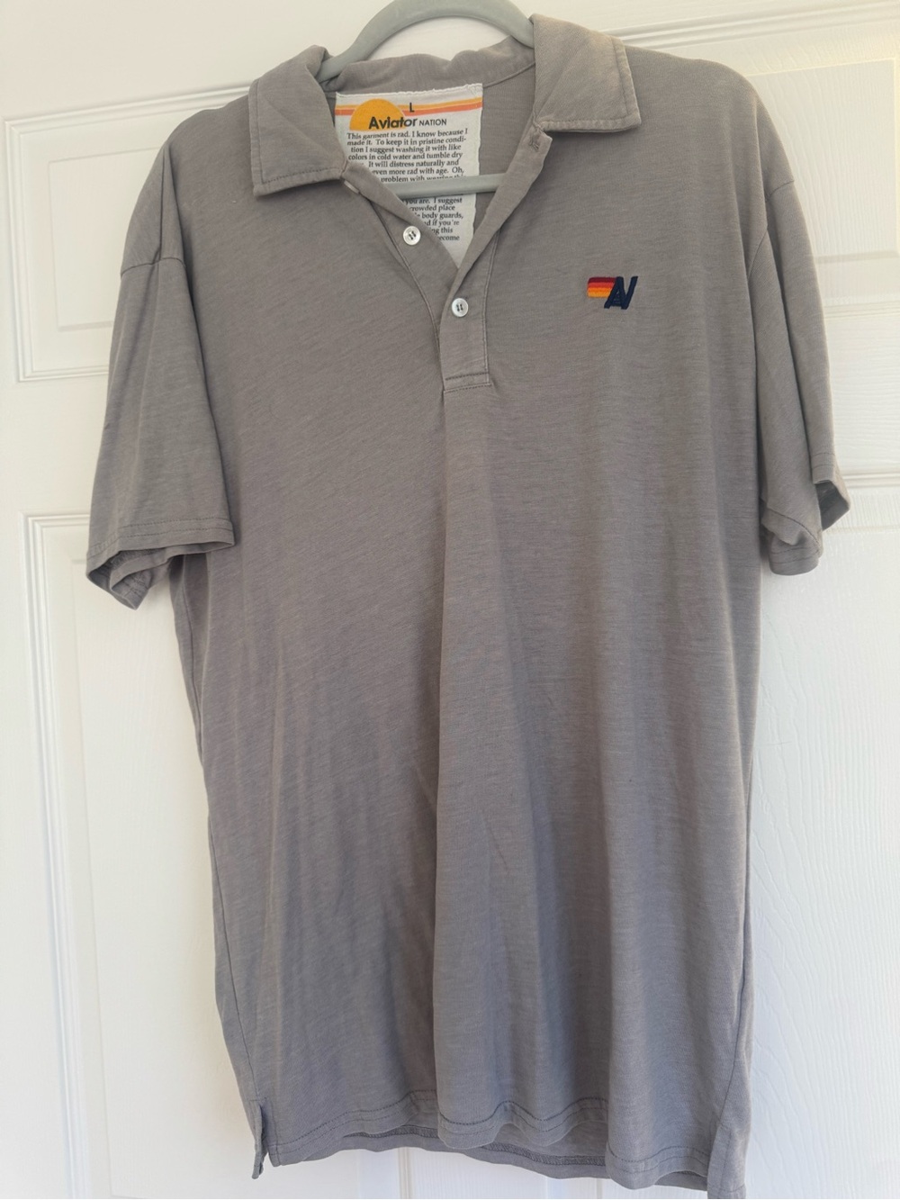 Aviator Nation Men’s Gray Polo Shirt with Embroidered Logo size Large Excellent